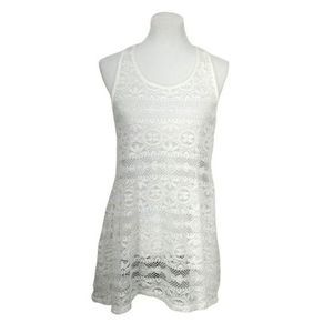 West Loop Women's White Lace Beach Swimsuit Medium Cover Up‎ Dress